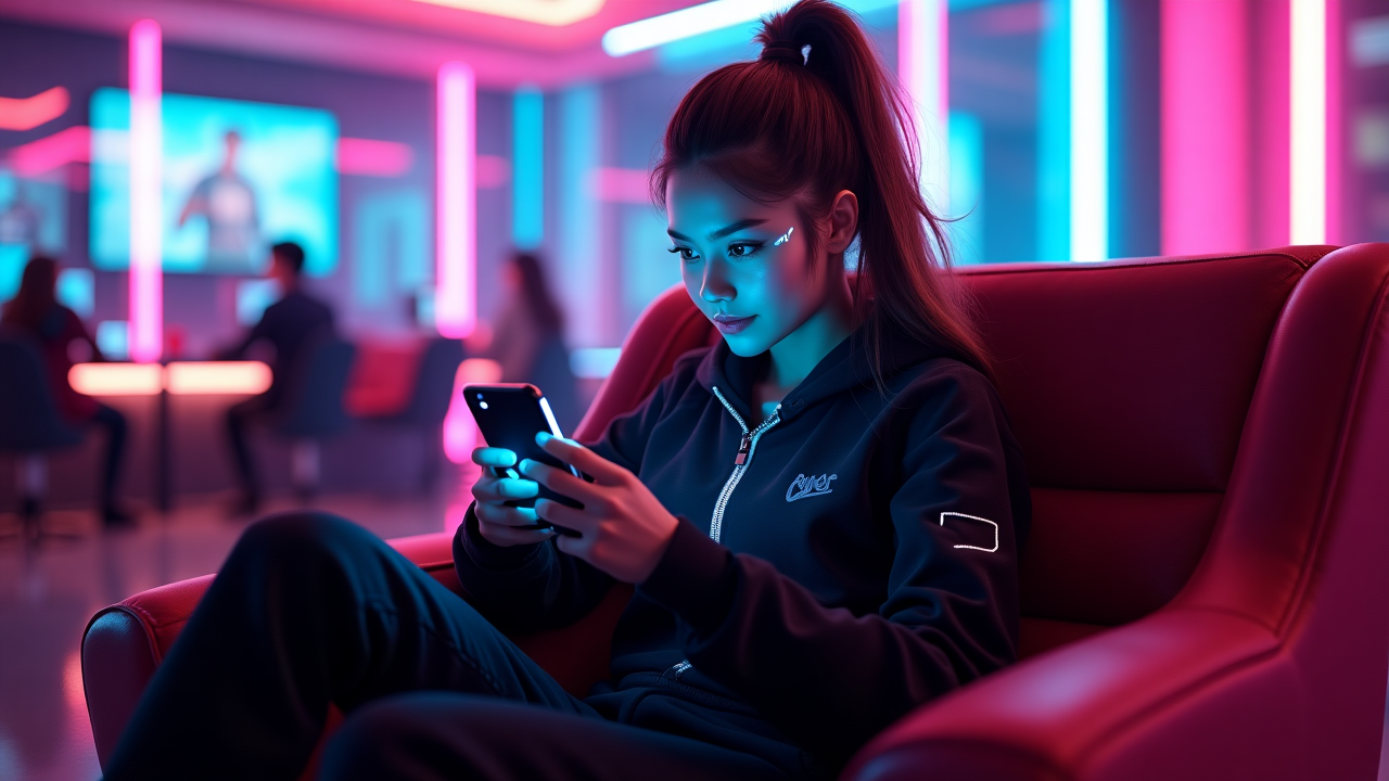 Neon gaming club atmosphere